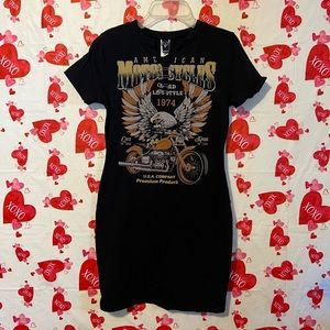 Windsor Lg black Mini dress. stretchy with safety pins details on chest